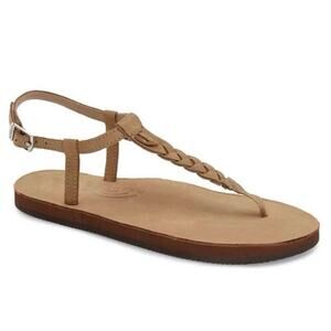Rainbow flip flop leather braided t strap single layer sandals size XL (8.5-9.5)